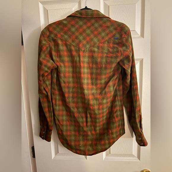 Pendleton XS wool orange and green plaid snap shirt - Picture 2 of 3